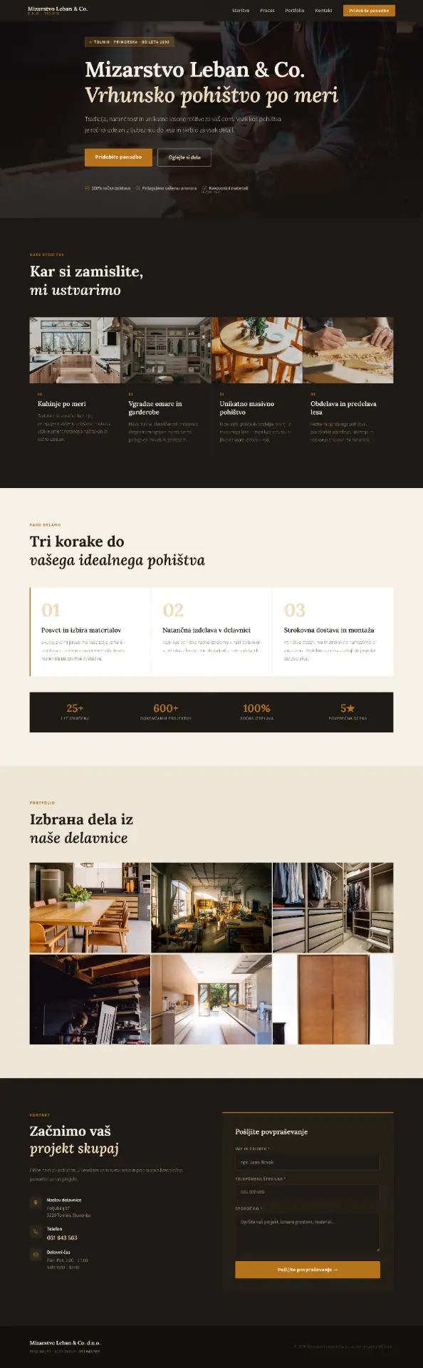 Mizarstvo Leban & Co. website built by Giga Finance Studio