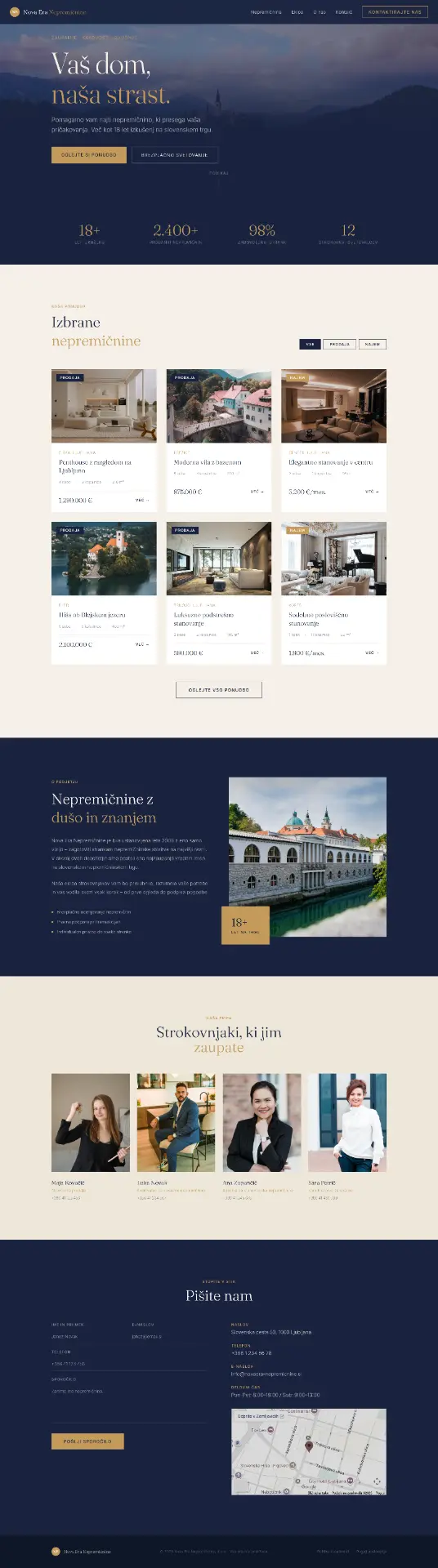 Nova Era Nepremičnine website built by Giga Finance Studio
